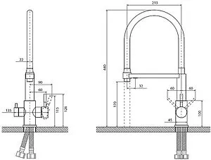 Смеситель для кухни с подключением к фильтру и выдвижным изливом Osgard Resa никель/серый 88493, 2