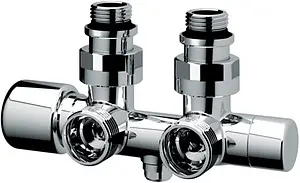 Узел нижнего подключения радиатора с байпасом терморегулирующий угловой ¾"ек x ¾"ек (½"н) LadyFAR серебро FL 0263 3412 Узел нижнего подключения радиатора с байпасом терморегулирующий угловой ¾"ек x ¾"ек (½"н) LadyFAR серебро FL 0263 3412, 1