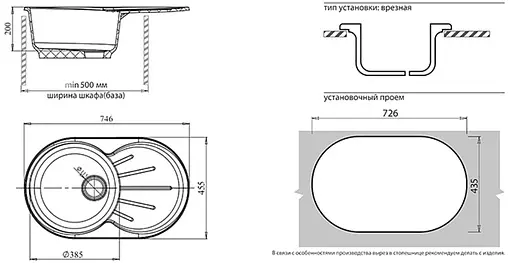 Мойка кухонная GranFest Rondo R-750L черный
