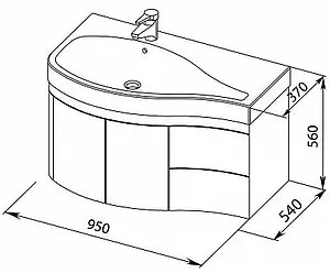 Тумба-умывальник подвесная Aquanet Сопрано 95 L белый 00169631+НФ-00007873, 2