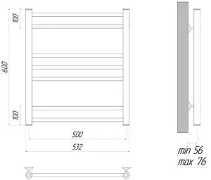 Полотенцесушитель электрический лесенка Lemark Ursus П7 600х500 полированная сталь LM72607E Полотенцесушитель электрический лесенка Lemark Ursus П7 600х500 полированная сталь LM72607E, 2