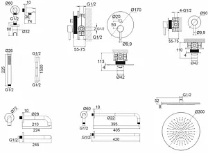 Душевая система со смесителем для ванны WHITECROSS Y brushed gold золото брашированное YSET07GLB Душевая система со смесителем для ванны WHITECROSS Y brushed gold золото брашированное YSET07GLB, 2