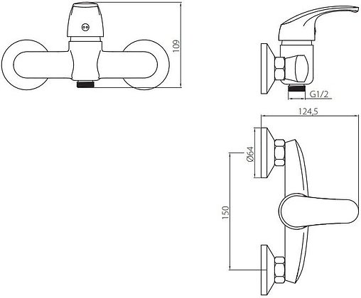 Смеситель для душа Damixa Palace One хром 412000000 Смеситель для душа Damixa Palace One хром 412000000