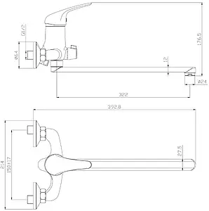 Смеситель для ванны с длинным изливом Rossinka хром Y40-32 Смеситель для ванны с длинным изливом Rossinka хром Y40-32, 2