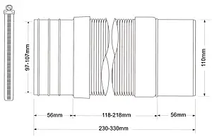 Гофра для унитаза Mc Alpine 230-440мм MRWC-F23PJ, 2