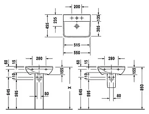 Раковина Duravit P3 Comforts 55 белый 2331550000, 2