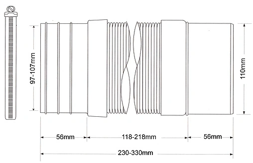 Гофра для унитаза Mc Alpine 230-440мм MRWC-F23PJ