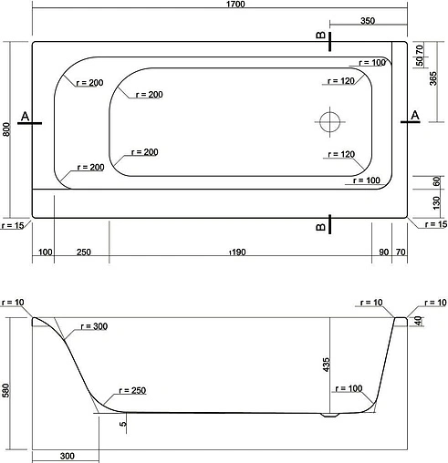 Ванна акриловая Cersanit Smart 170x80 L P-WP-SMART*170-LNL