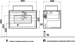 Тумба под умывальник подвесная Aqwella Mobi 80 бетон светлый MOB0108BS, 2
