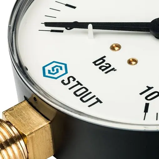 Манометр радиальный Stout 100мм 10 бар ½&quot; SIM-0010-101015