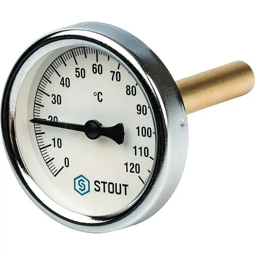 Термометр биметаллический Stout 63мм 120°С гильза 75мм ½&quot; SIM-0001-637515