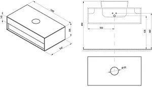 Тумба-умывальник подвесная Ravak Step 100 орех/белый X000001418+ Тумба-умывальник подвесная Ravak Step 100 орех/белый X000001418+, 2