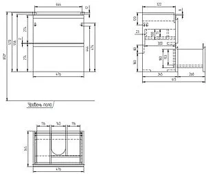 Тумба-умывальник подвесная Cersanit Moduo Slim 50 белый 64124+S-UM-MOD50SL/1, 2
