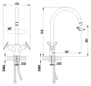 Смеситель для кухни Lemark plus Spirit хром LM1905C Смеситель для кухни Lemark plus Spirit хром LM1905C, 2