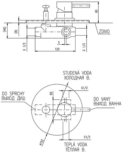 Смеситель для ванны скрытого монтажа Rav Slezak Seina хром SE986