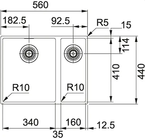 Мойка кухонная Franke Sirius SID 160 сахара 125.0443.363