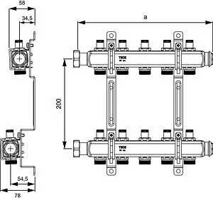 Группа коллекторная без расходомеров 2 отвода 1&quot;нг x ¾&quot;ек TECEflex 712540, 3