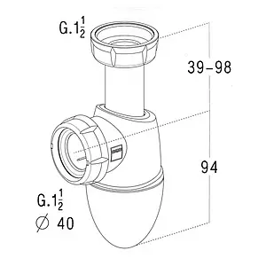 Сифон бутылочный для мойки Nicoll BM55S 0224287 Сифон бутылочный для мойки Nicoll BM55S 0224287, 2