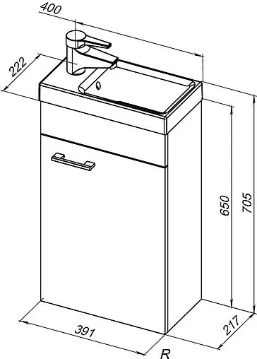 Тумба-умывальник Aquanet Нота 40 L (Moduo) белый 00246954+S-UM-MOD40/1