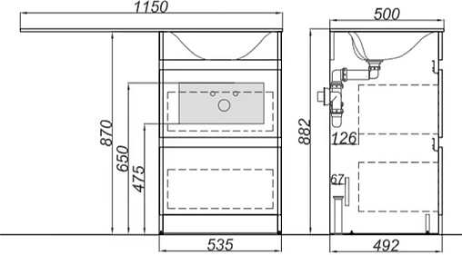 Тумба под умывальник напольная над стиральной машиной Aqwella Forma 55 белый FOR01052
