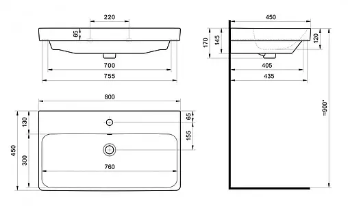 Раковина Santek Адриана 80 белый 1WH501772
