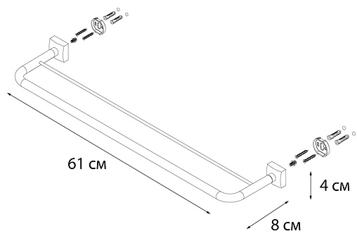 Полотенцедержатель Fixsen Kvadro хром FX-61302