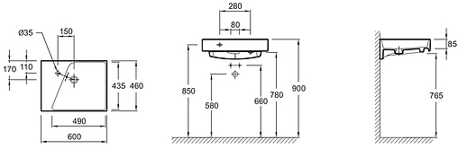 Раковина Jacob Delafon Rythmik 60 белый EXQ112-Z-00 Раковина Jacob Delafon Rythmik 60 белый EXQ112-Z-00