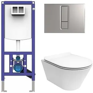 Комплект 5 в 1 Sanit INEO PLUS 90.733.00..S004+16.750.93..0000+PLMR.wc.02+PLMR.seat.02/WHT с кнопкой хром матовый Комплект 5 в 1 Sanit INEO PLUS 90.733.00..S004+16.750.93..0000+PLMR.wc.02+PLMR.seat.02/WHT с кнопкой хром матовый, 1