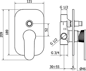Смеситель для ванны скрытого монтажа Cezares Diana хром/золото DIANA-VDIM-01 Смеситель для ванны скрытого монтажа Cezares Diana хром/золото DIANA-VDIM-01, 2