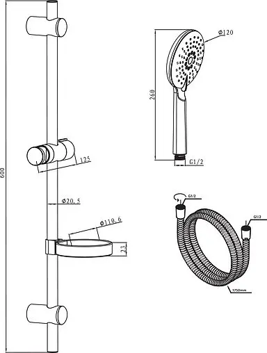 Душевая стойка Am.Pm Chic хром F0182000