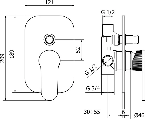 Смеситель для ванны скрытого монтажа Cezares Diana хром/золото DIANA-VDIM-01 Смеситель для ванны скрытого монтажа Cezares Diana хром/золото DIANA-VDIM-01