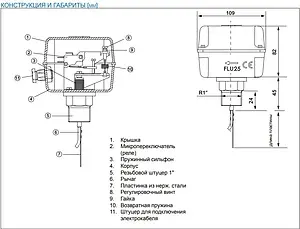 Реле потока Watts Flu 25 1"н 10022079 Реле потока Watts Flu 25 1"н 10022079, 2