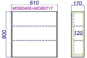 Шкаф-зеркало Aqwella Mobi 60 бетон светлый MOB0406+MOB0717BS, 2