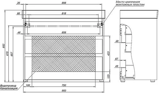 Тумба под умывальник напольная Aquanet Nova Lite 100 белый глянец 00302478