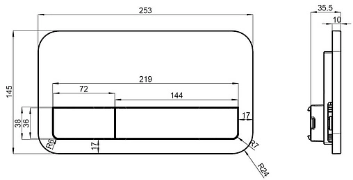Клавиша смыва для унитаза Villeroy&amp;Boch ViConnect 92249061 хром глянцевый