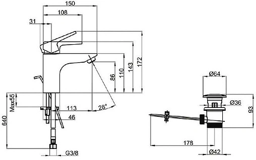 Смеситель для раковины Villeroy&amp;Boch Subway 2.0 хром TVW10210111061
