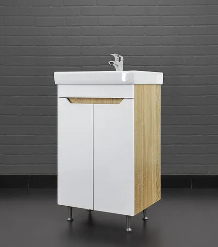 Тумба под умывальник напольный Айсберг Мечта 50 белый/дуб сонома DM2312T