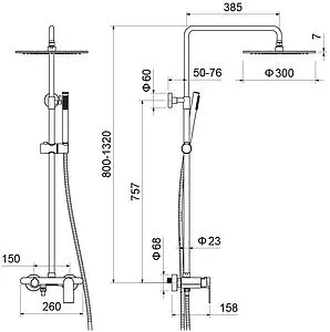 Душевая система со смесителем для ванны Aquatek Лира чёрный матовый AQ2440MB Душевая система со смесителем для ванны Aquatek Лира чёрный матовый AQ2440MB, 2