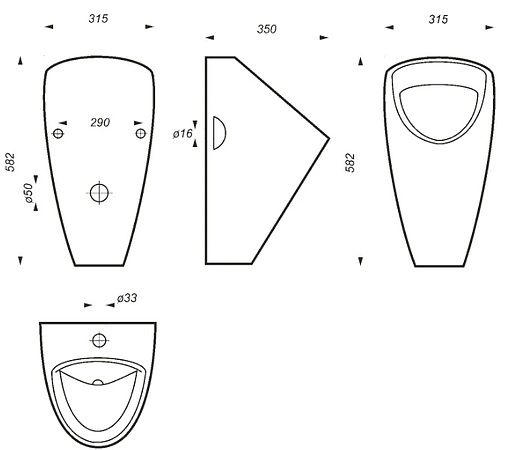 Писсуар с внешним подводом воды Sanita Luxe Long белый PS/Long/Mech/WHT.G/S1