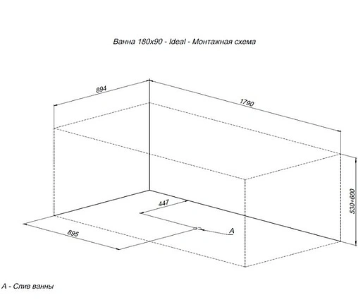 Ванна акриловая Aquanet Ideal 180x90 00242514