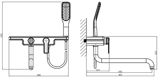 Смеситель для ванны с длинным изливом D&amp;K Berlin Steinbeis белый/хром DA1453316