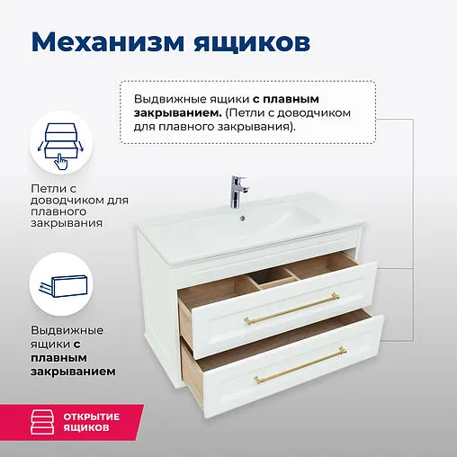 Тумба под умывальник Aquanet Бостон М 100 белый матовый 00243781