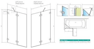 Шторка на ванну 1000мм прозрачное стекло Radaway Euphoria PND 100 R 10008100-01-01R, 2