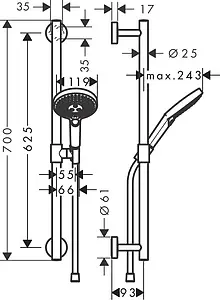Душевая стойка Hansgrohe Raindance Select S 120 3jet 65см хром/белый 26320400 Душевая стойка Hansgrohe Raindance Select S 120 3jet 65см хром/белый 26320400, 2