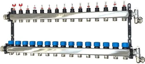 Группа коллекторная с расходомерами 15 отводов 1&quot;в/н x ¾&quot;ек Henco UFH-0605MDSS15