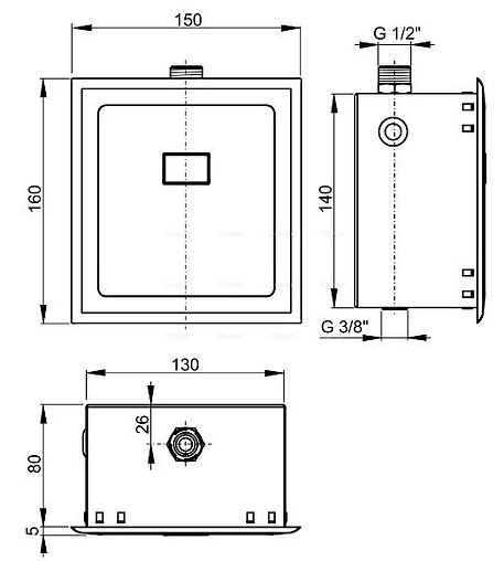 Автоматическое устройство смыва для писсуара (от сети 12V) пластик AlcaPlast нержавеющая сталь ASP4