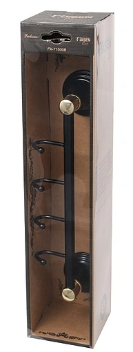 Планка с 4-мя крючками Fixsen Luksor чёрный/золото FX-71605-4B