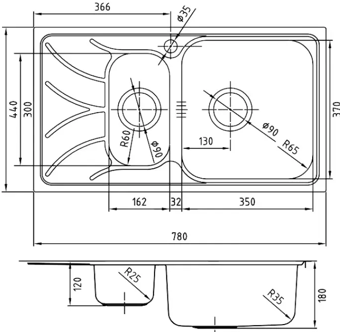 Мойка кухонная IDDIS Arro 78 R хром ARR78SZi77K, 2