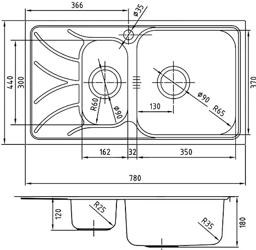 Мойка кухонная IDDIS Arro 78 R хром ARR78SZi77K