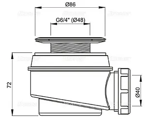 Сифон для душевого поддона AlcaPlast хром A46-60 Сифон для душевого поддона AlcaPlast хром A46-60, 2